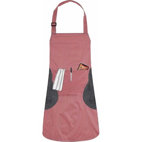 royaluxe -Tablier de cuisine étanche Tablier professionnel unisexe en PVC pour homme et femme Rouge- (1/5)