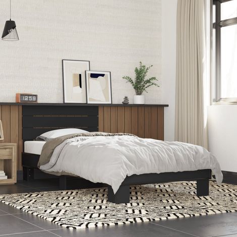 vidaXL Giroletto Nero 90x200 cm in Legno Multistrato e Metallo (1/5)