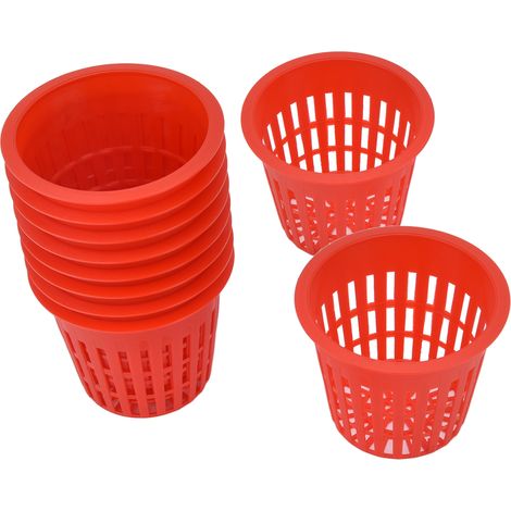 Lot de 10 paniers en plastique de haute qualité pour culture hydroponique, paniers de plantation en plastique rouge. (1/5)