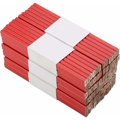Lot de 72 crayons de charpentier pour charpentier,crayons de charpentier,crayon menuisier,17,5 x 1,3 x 0,7 cm Rouge (1/5)