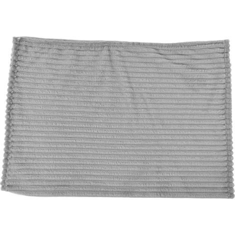 Couverture en flanelle, peluche moelleuse, légère, respirante, fabrication soignée, élégante, Simple, douce, gris. (1/5)