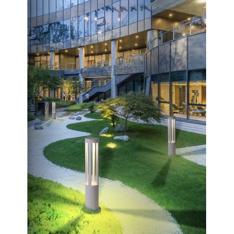 LAMPIONE PALO DA GIARDINO A LED IP65 ILLUMINAZIONE DA ESTERNO 15W GRIGIO PER DECORAZIONI PRATO VIALETTI LUCE CALDA