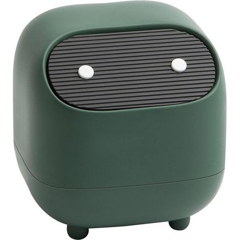Small cute trash can ninja desktop trash can with lid car trash can household trash can office trash can (green trash can) (1/5)