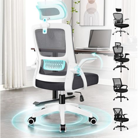 Bürostuhl Ergonomisch Netz Lordose Kopfstütze Arco-weiß Schwarz Arco (1/5)