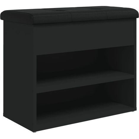 Banc de rangement à chaussures 62 x 32 x 50 cm bois d'ingénierie noir DEC024918 (1/5)