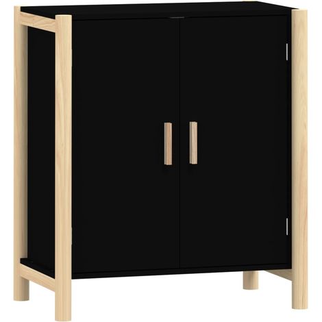 Buffet，Bahut，Meuble de Rangement Noir 62x38x70 cm Bois d'ingénierie CFW80009 (1/5)