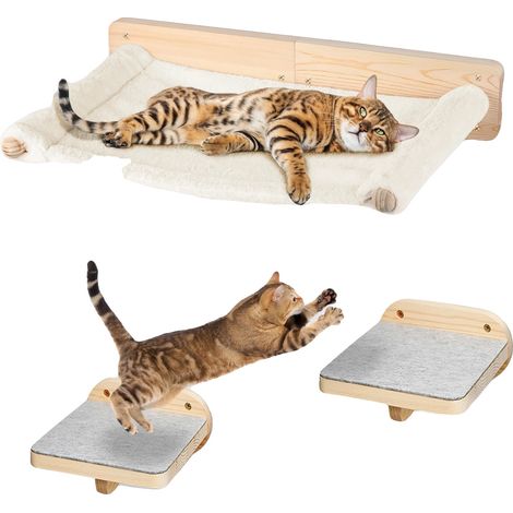 Muro de escalada para gatos, tres niveles, diseño resistente, BLANCO (1/2)