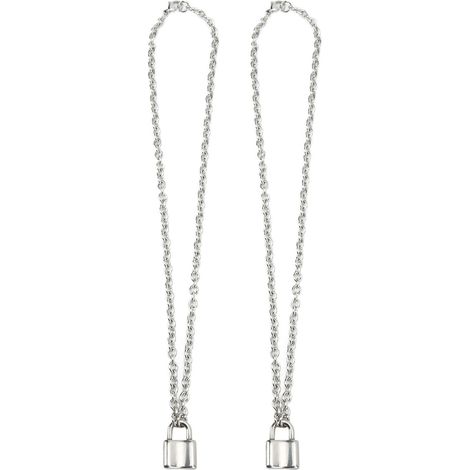 2PCS 50cm Lock Necklace Anti Allergy Stainless Steel Personalized Padlock Chain Necklace for Women (1/5)