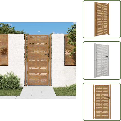 Portail de jardin 105x180 cm acier corten conception de carré - Portail De Jardin - Portillon - Clôture - Porte De Sécurité - Acier Corten