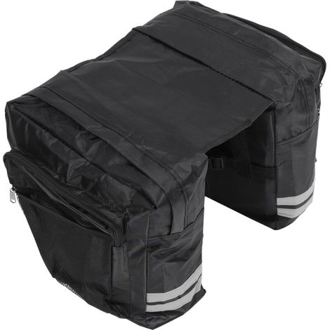 Sacoche Arrière Double pour Vélo de Montagne Résistante en PVC Noir Grosse Capacité Plusieurs Poches Rangement Pratique pour Accessoires et Outils Sacoches de Selle Stable pour (1/5)