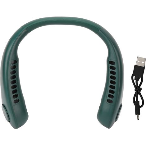 Ventilateur de cou portable sans lame, 3 vitesses, rechargeable, silencieux et mains libres pour hommes et femmes - Vert (1/5)