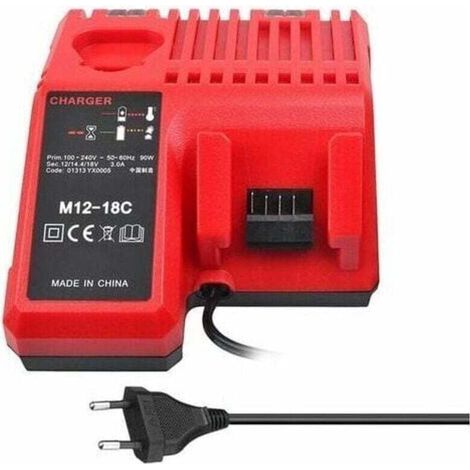 Caricabatterie agli ioni di litio M12-18C per batterie Milwaukee da 12 V, XU, 14,4 V e 18 V - Compatibile con C1418C e altre. - KZQ (1/4)