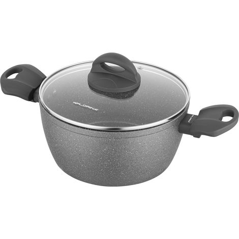Florina Lava Stone Pentola in pietra lavica grigia da 1,6 l (18 cm) con coperchio, adatta a piani cottura a induzione e a gas. (1/5)