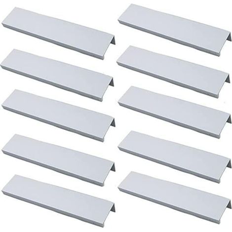 (Blanc)Lot de 10 Poignée Dorée Poignée de Meuble Dorée - Poignée Invisible Poignee de Meuble Cuisine Dorée Poignée Meuble Dorée en Alliage d'Aluminium Entraxe 160mm