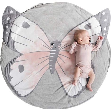 Runde Schmetterlings-Spielmatte für Babys, Schmetterlings-Babydecke, Schmetterlings-Spielmatte für Kinder- und Kleinkinderzimmer (1/5)