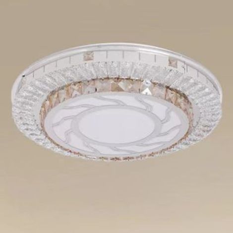 TrAdE Shop Traesio - Plafoniera Soffitto 65w ø50cm Led Design A Strati Cristalli Vortice Luce Fredda 27683 - (1/3)