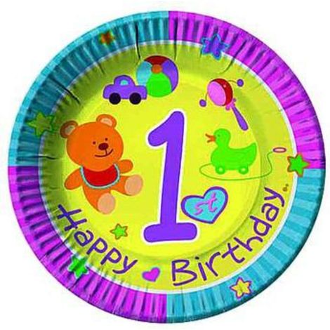 Cf.10 Piatti Carta 18Cm 1 Compleanno X1