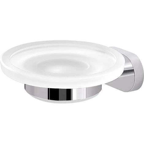 Portasapone bagno a muro Gedy serie Bernina in acciaio inox cromato e vetro (1/3)