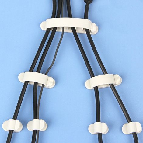 Bridas adhesivas Cacimbo para cables: 10 clips adhesivos de alto rendimiento para la organización de cables, ideales para la oficina, el hogar y las paredes. (1/5)