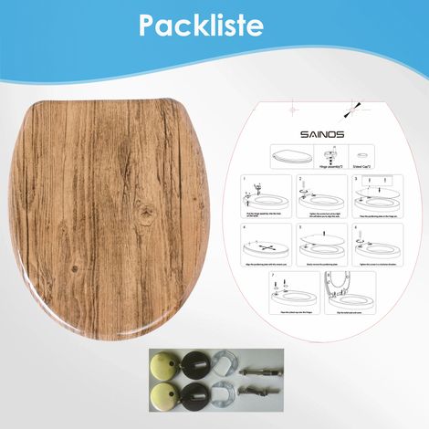 Abattant de toilette Homseat Duroplast avec mécanisme de fermeture amortie, finition imitation bois (1/4)