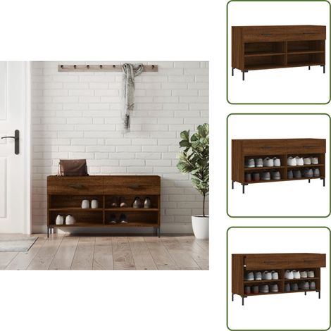 Panca in legno - vidaXL Panca Porta Scarpe Rovere Marrone 102x35x55cm Legno Multistrato - Ripiano scarpe