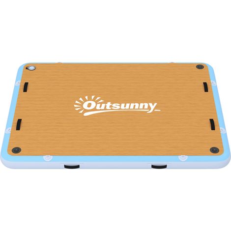 Ponton gonflable flottant 2,4 x 1,8 m, plateforme flottante gonflable pour 4 à 6 personnes avec surface antidérapante et échelle