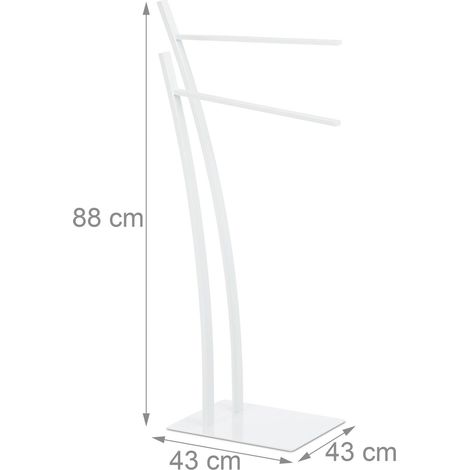 Porta asciugamani da terra 88 cm design moderno in acciaio bianco 130002278