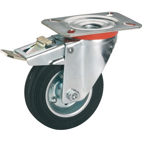 Lenkrolle mit Platte und Totalfeststeller 125 x 37 mm, Tragkr. 100 kg Möbelrollen