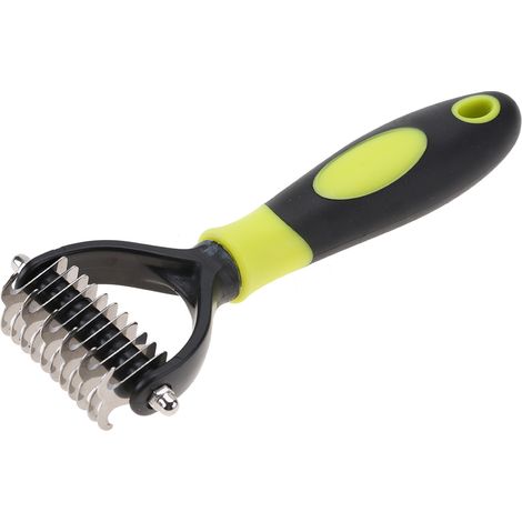 Brosse à nœuds professionnelle double face pour animaux de compagnie, peigne de nettoyage et d'épilation pour chiens (jaune) (1/5)