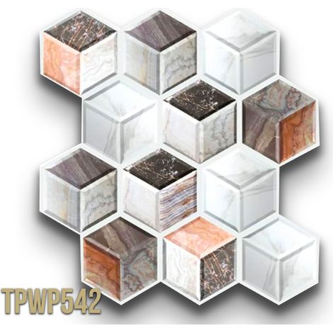 pacco da 4 Pannelli 3D Autoadesivi in PVC 30X30cm vari decori ultrarealistici ideali per bagni e cucine-CUBI DI MARMO - TPWP542 (1/2)