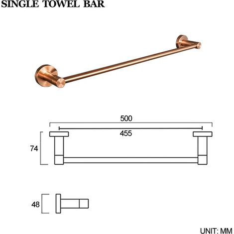 Porte-serviettes simple de haute qualité en or rose brossé avec crochet, porte-savon, brosse WC et distributeur de papier essuie-tout. Accessoires de salle de bain. (1/5)