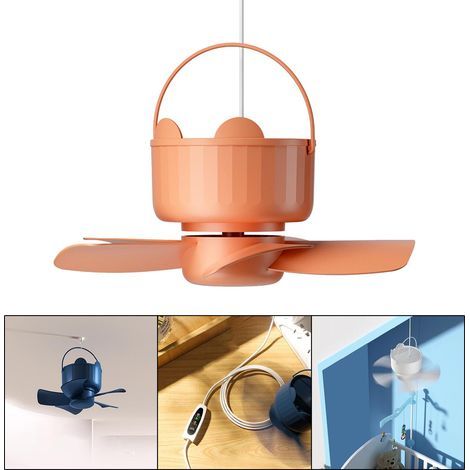 Mini Ventilateur Suspendu USB Plug, Télécommande, Ventilateur de Tente Portable-Orange-USB plug-in (1/5)
