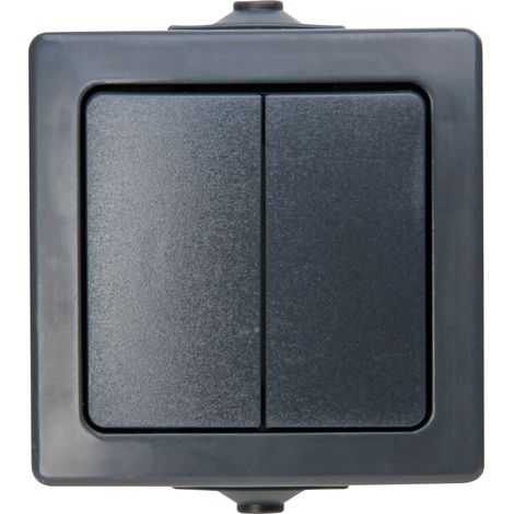Interrupteur à encastrer en saillie pour pièce Humide 250 V (10A) IP44 Anthracite (1/3)