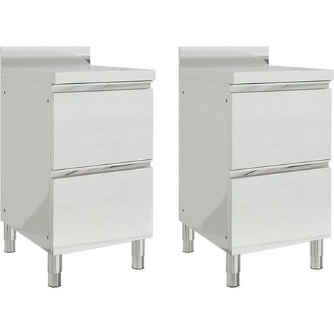 Set di 2 mobili da cucina commerciali da 96 cm con 2 cassetti in acciaio inox 020000007