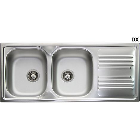 Einbauspüle aus Edelstahl mit 2 Becken (1/2)