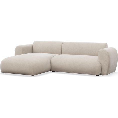 Selsey Emia – L-Form Ecksofa mit Schlaffunktion, Chenille-Stoff, links ausgerichtet, Beige