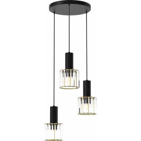 Suspension Milagro Cristal noir/or Ø30 3xE27 en verre (1/5)