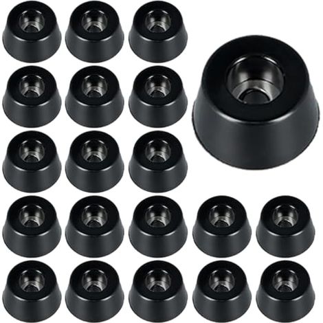 20 pieds silencieux avec œillet métallique pour portes, haut-parleurs, chaises et armoires, 15 x 12 x 8 mm, noirs (1/5)