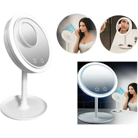 Trade Shop - Led Makeup Mirror Illuminated + Fan Makeup Dry 2 Mirrors 1x 5x -