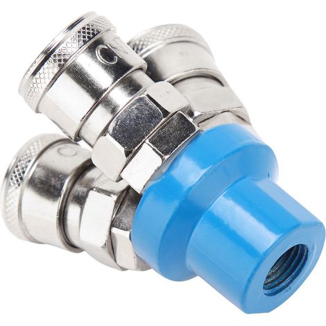 Connecteur de compresseur d'air pneumatique à raccord rapide de type C 1/4" (3 voies) (1/5)