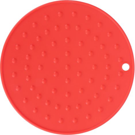 Dessous de plat rond isolant thermique en silicone alimentaire résistant aux hautes températures pour la cuisine (rouge) (1/5)