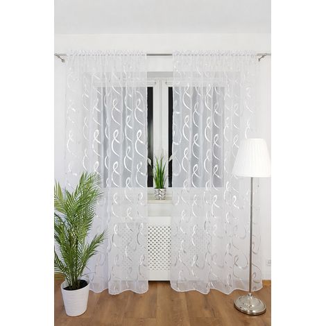 Rideau prêt à poser en gaze, cousu sur une bande de 140 x 250 cm (1/5)