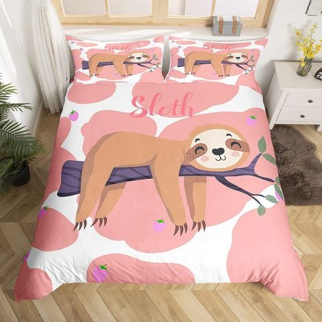 Dessin animé Sloth Sets de Housse de Couette Mignon Vache Sloth Parure de Lit 200x200cm Kawaii Animaux Housse de Couette pour Dessin animé avec 2 taies d'oreiller Parure Housse de Couette - 200 x 200  (1/5)