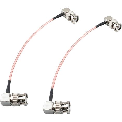 Mâle à Angle Droit à 90 Degrés Mâle 15 CM Coude Câble Rg316 Câble Coaxial Connecteur Câble d'extension à Angle Droit 15cm pour Antenne Wifi Queue Jumper HD SDI Vidéo 2 Pack (1/3)