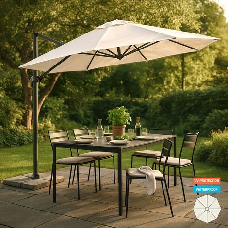 Parasol excéntrico sombrilla de jardín 3 m aluminio octogonal Paradise