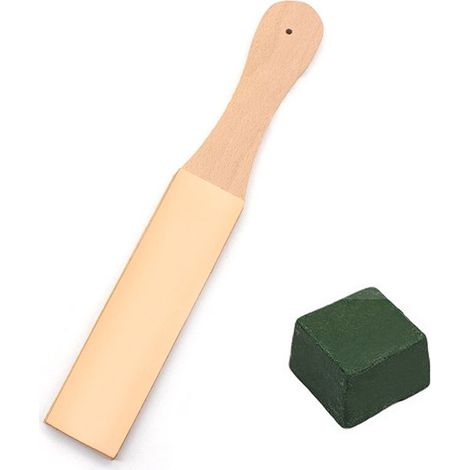 Cuir à affûter - Met Pâte à polir - Double face Fin et grossier - Couleur Bois - 284 cm - Bois et cuir de vache - Affûteuse à couteaux - Couteau Couteaux Rasoir - Double face Polissage avec Couteaux e (1/5)