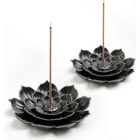 Ensemble de 2 brûleurs d'encens, porte-bâtonnets d'encens, porte-bâtonnets d'encens en laiton en forme de lotus (1/5)