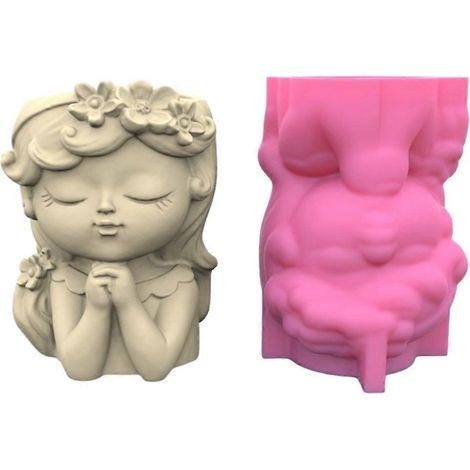 Moule en silicone pour pot de fleurs « fille en prière », moule pour chandelier en béton et résine, moule pour loisirs créatifs à faire soi-même