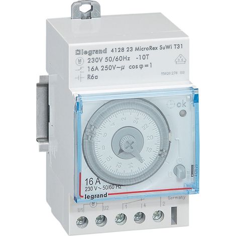 Legrand – Horloge automatique analogique 230V – Programme journalier 24h – 16A – Précision ±2,5s/jour – Installation tableau électrique