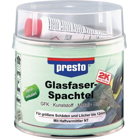 Mastic en fibre de verre 2K gris-vert, durcisseur rouge, boîte de 1000 g (1/2)